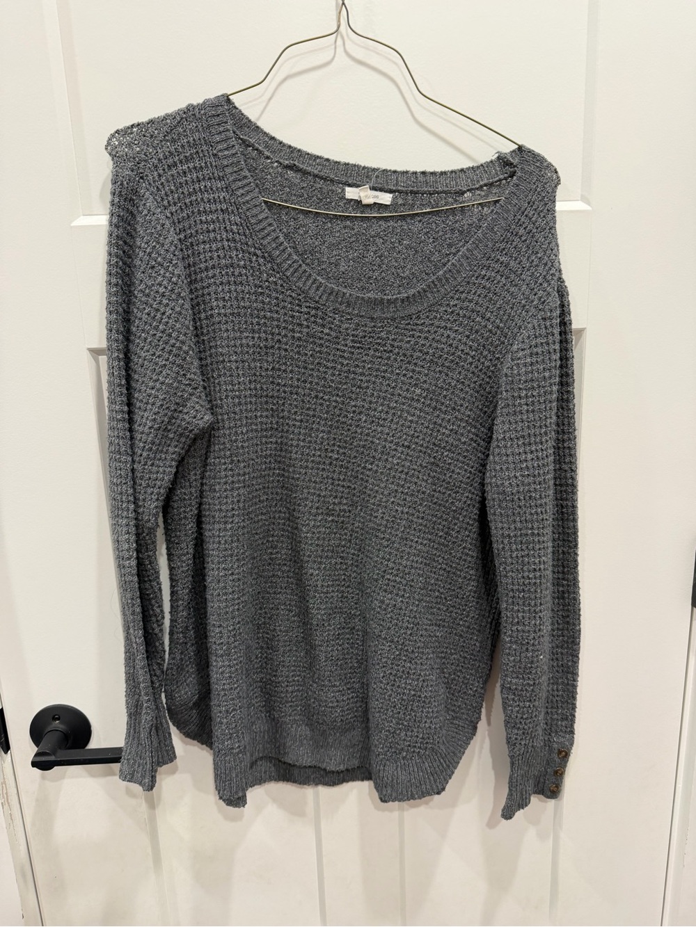 Maurices Gray Scoop Neck Waffle Knit Sweater